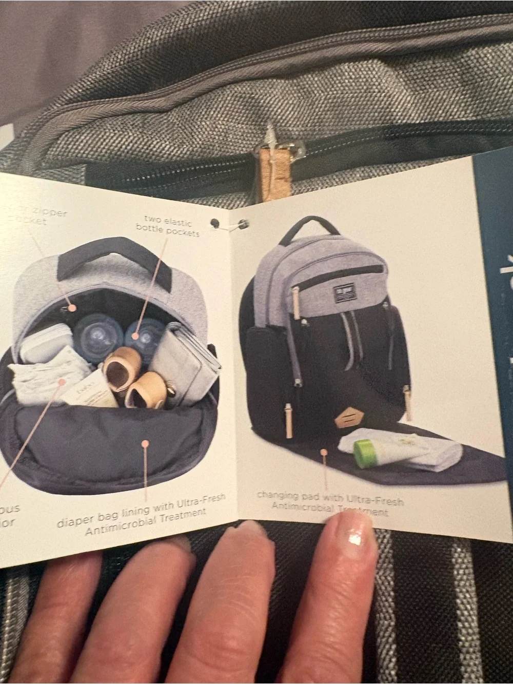Water-Repellent Baby Bag Backpack — Black and Gray bb gear